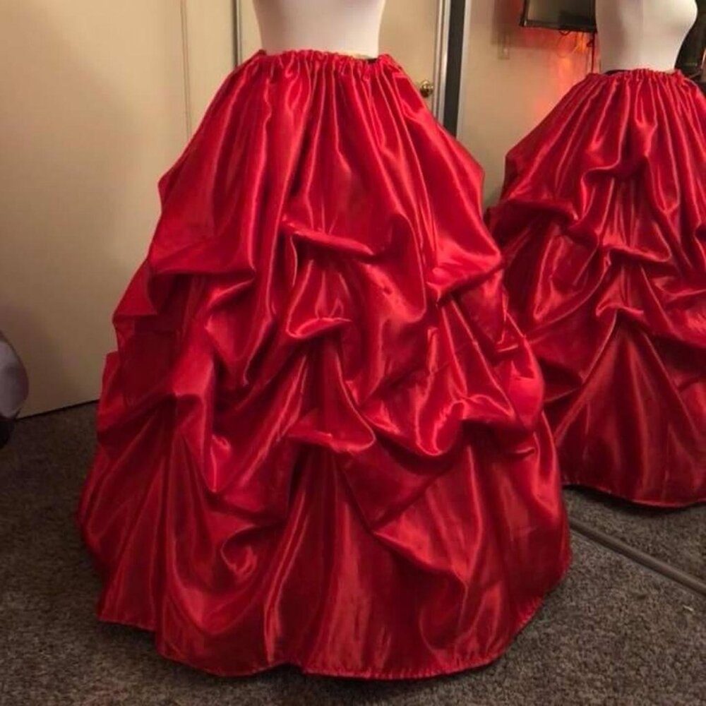 Gothic Vampire Skirt in Red Victorian Bustle Style Xtra Full